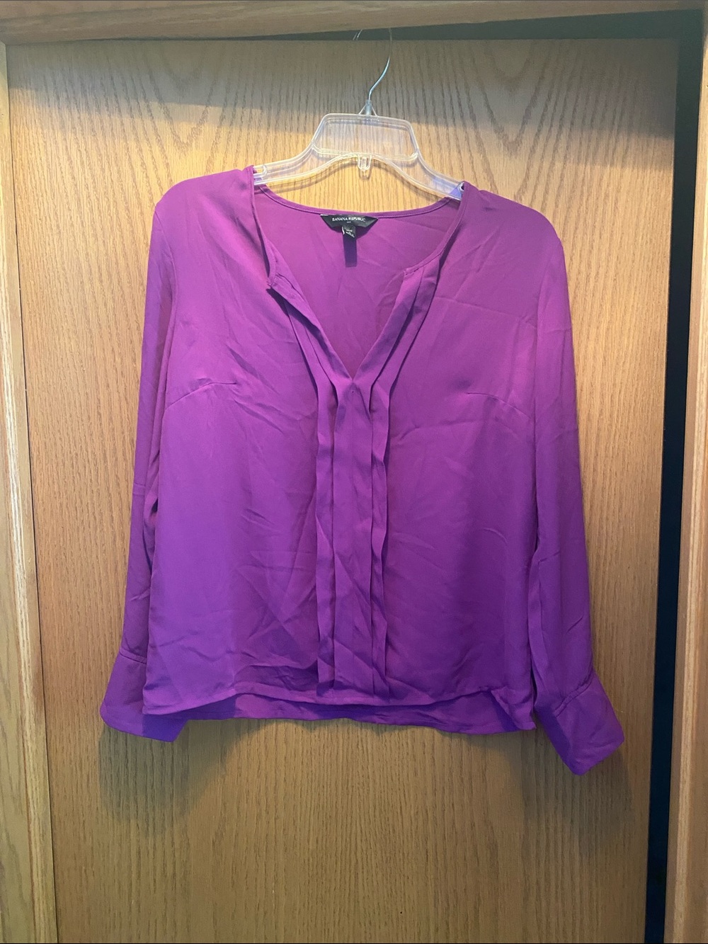 Banana Republic Purple Pleated V-Neck Blouse